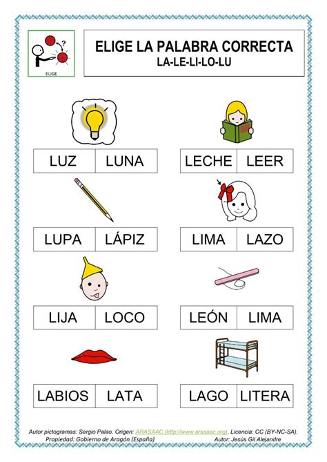 Elige La Palabra Correcta Con La Le Li Lo Lu Worksheet Lectura Y