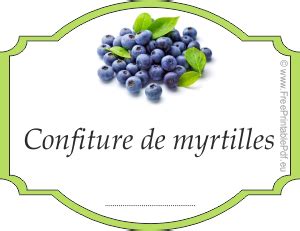 Etiquettes Pour La Confiture De Myrtilles Gratuit Pdf Imprimable