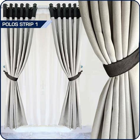 Jual Gorden Blackout Kombinasi Polos Strip Hitam Abu Tirai Hordeng