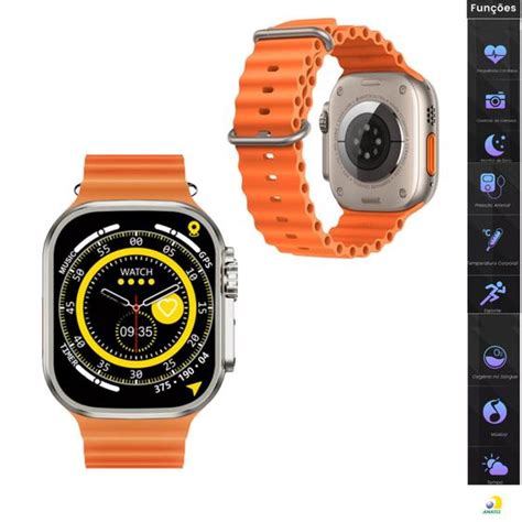 Rel Gio Smartwatch Ws Ultra Original Mm Gps Lan Amento Nf Laranja