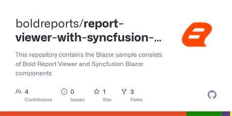 GitHub Boldreports Report Viewer With Syncfusion Blazor Components