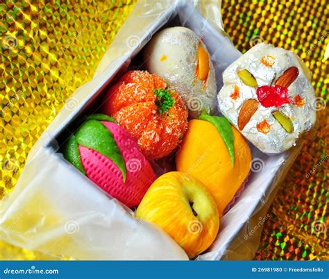 Box Of Colorful Homemade Diwali Sweets Stock Photo - Image: 26981980