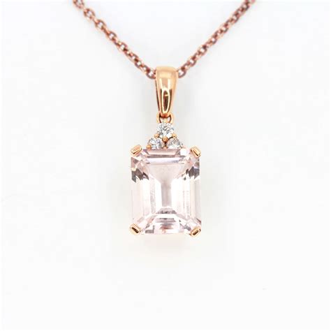 Ct Rose Gold Morganite And Diamond Pendant Allgem Jewellers