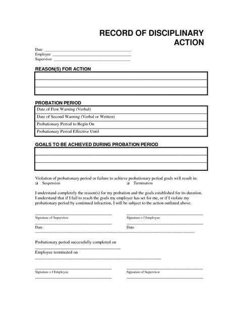 Example Of Printable Disciplinary Form Template Charlotte Clergy