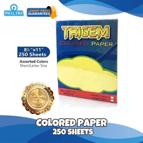 PHILYRA TRIGEM COD SHORT ASSORTED COLORED PAPER 250 SHEETS 80 GSM