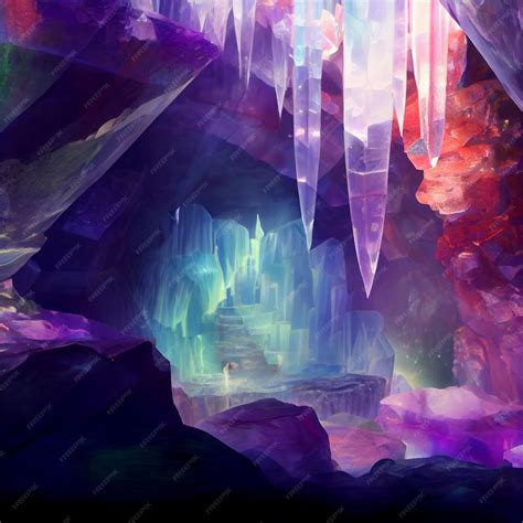 Premium Photo Digital Painting Of A Cave With A Waterfall Generative Ai