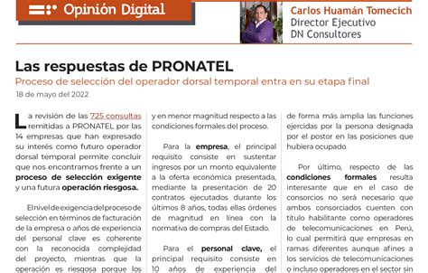 Las Respuestas De Pronatel Dn Consultores