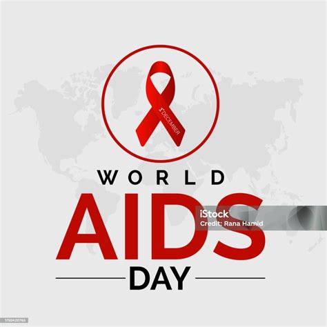 World Aids Day Awareness Background Red Banner Ribbon And Global Support Vector Illustration