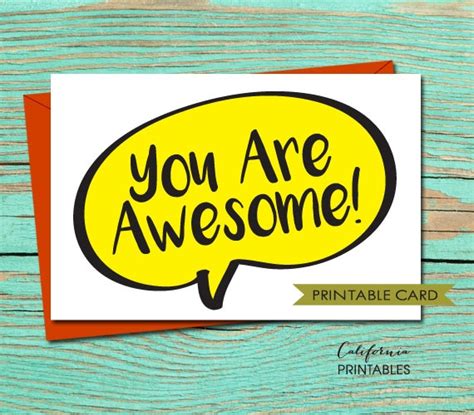 You Are Awesome Printable Card Instant Download Greeting Etsy