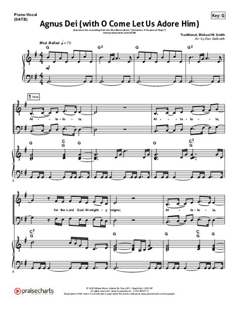 Agnus Dei With O Come Let Us Adore Him Sheet Music Pdf Don Moen Praisecharts