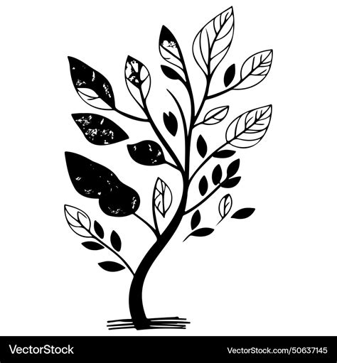 Tree half spring autumn floral sketch hand draw Vector Image