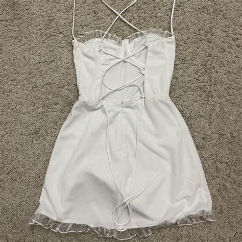 Vanka Crepe Corset Ruffle Dress In White Small Depop