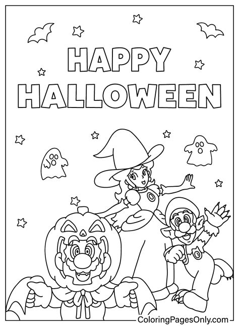 Coloriages Mario Halloween Coloringpagesonly