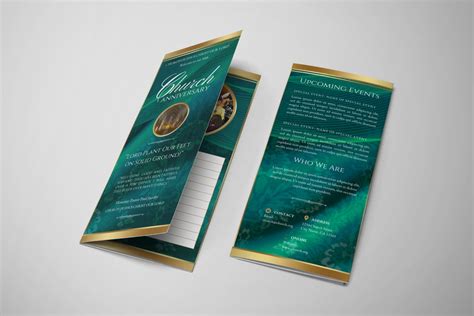 Canva Church Service Bulletin Trifold Brochure Template Editable Download Ribboned Green Church