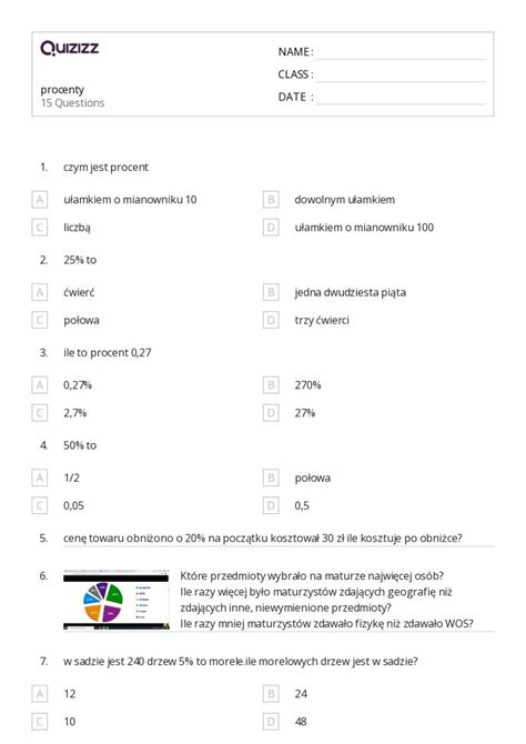 Ponad 50 Procenty Arkuszy Roboczych Dla Klasa 6 W Quizizz Darmowe I