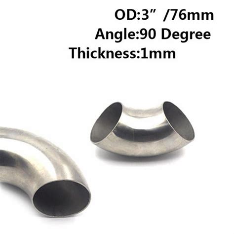 1pc 76mm Elbow Exhaust Pipe 3 Inch Stainless Steel 90 Degree Bend 76mm Elbow Exhaust Pipe Grandado