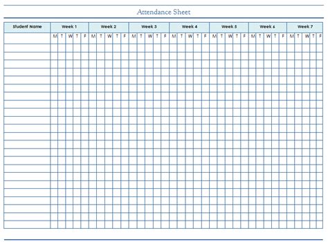 Free Printable Attendance Sheets Pdf Printable Templates