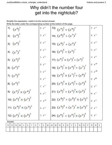 Index Laws 3 Raise A Power To A Power Teaching Resources