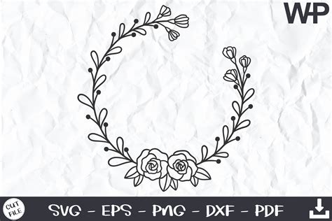 Floral Wreath SVG Roses Floral Frame Graphic By Wanchana365