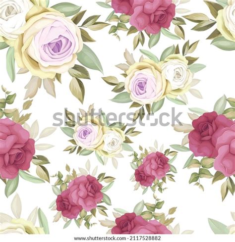 Beautiful Rose Flower Hand Drawing Seamless Stock Vector Royalty Free