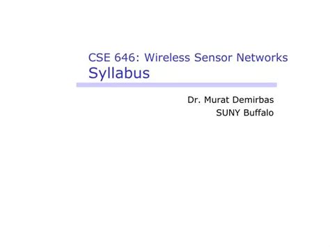 PPT CSE 646 Wireless Sensor Networks Syllabus PowerPoint