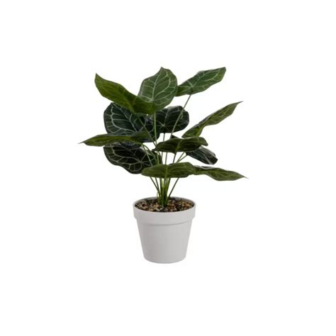 Pianta Artificiale Di Alocasia 45h Cm In Vaso Bianco