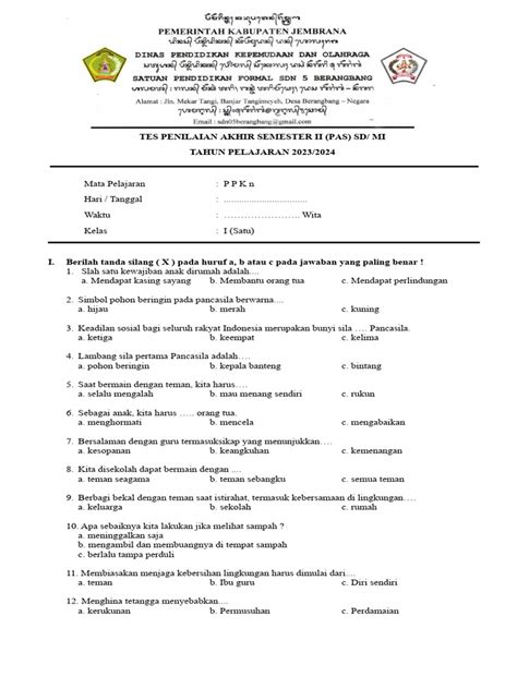 Soal Sumatif Kelas 1 P Pdf