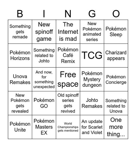 Pokémon Presents 2272024 Bingo Card