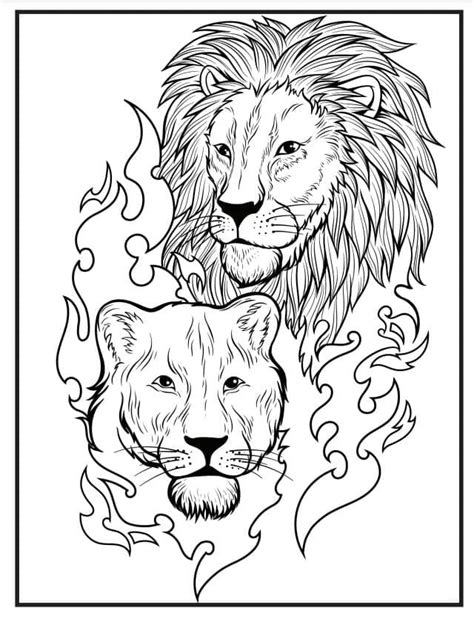 Dibujos De Tatuaje De Tigre Y Le N Para Colorear Para Colorear Pintar