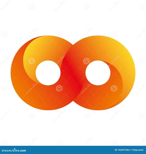 Orange Infinity Symbol Icon 3d Like Gradient Design Effect Stock