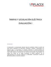 tarifa y legislacion docx TARIFAS Y LEGISLACIÓN ELÉCTRICA EVALUACIÓN