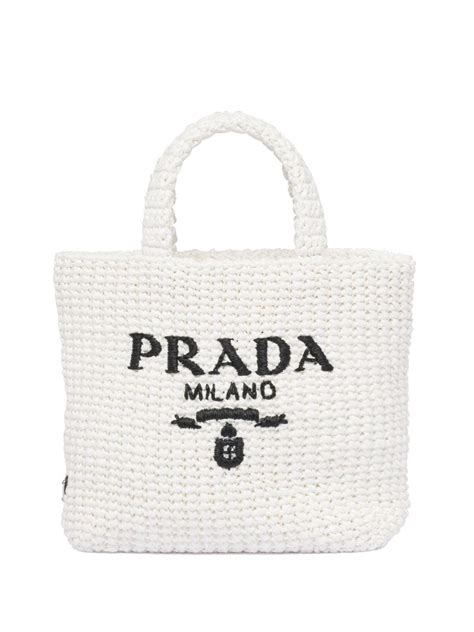 Prada Small Raffia Tote Bag White Farfetch