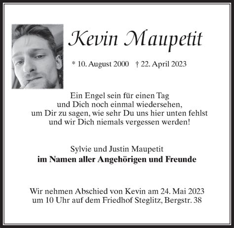 Traueranzeigen Von Kevin Maupetit Trauer Anzeigen De