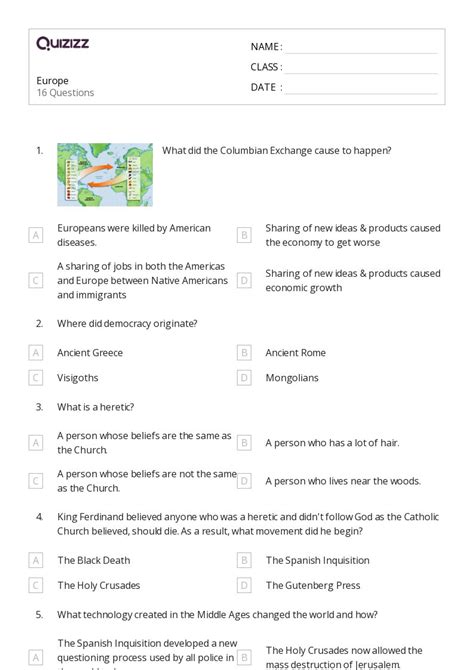 50 Countries In Europe Worksheets For 6th Grade On Quizizz Free