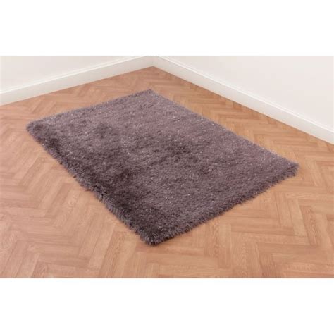 Ultimate Dazzle Grey Plain Shaggy Rug Ashanti Rugs