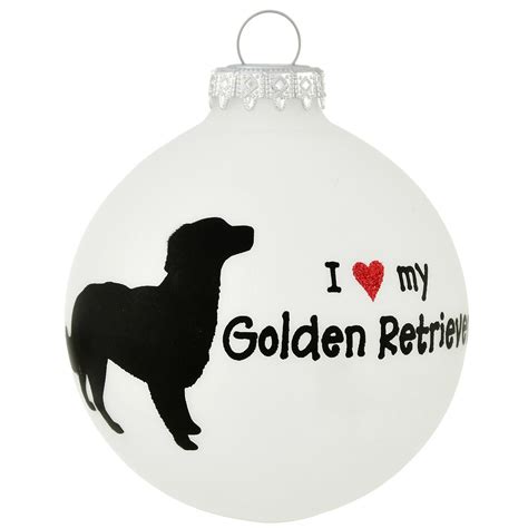 Personalized I Love My Golden Retriever Glass Ornament