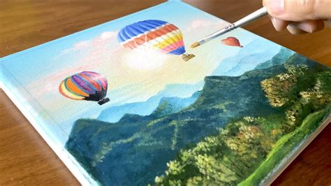 Hot Air Balloon Painting Tutorial Acrylic Painting For Beginners