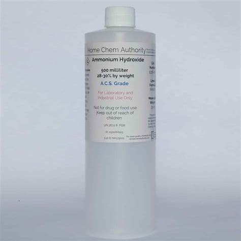 Ammonium Hydroxide 500ml 28-30% w/w ACS Grade – Home Chem Authority