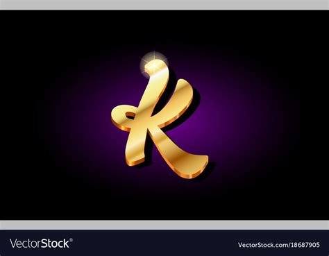 K alphabet letter golden 3d logo icon design Vector Image