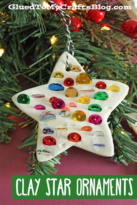 Handmade Air Dry Clay Sequined Christmas Ornaments