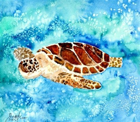 Watercolor Paintings - Art by Derek McCrea: baby sea turtle painting