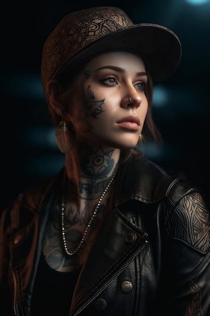 Premium Ai Image A Woman With Tattoos On Her Face