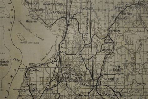 Snohomish County Washington Circa 1940s Kroll Antique Maps