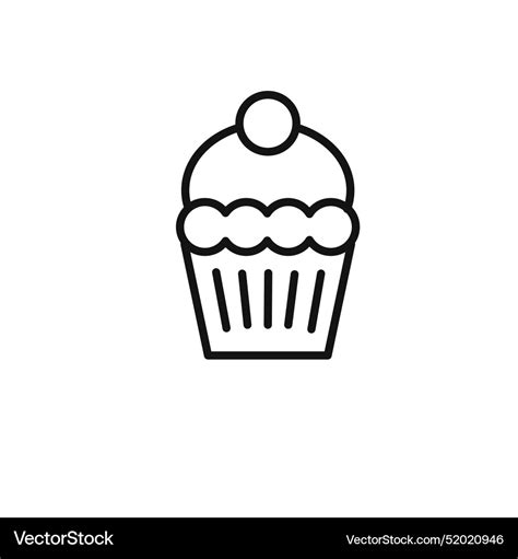 Muffin Icon Outline Collection In Black Royalty Free Vector