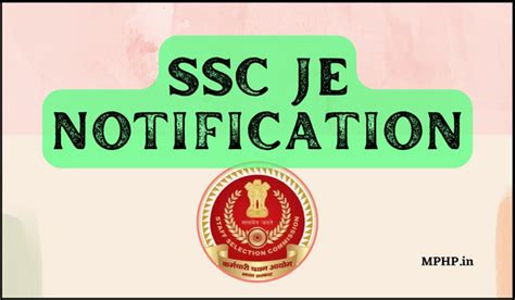 SSC JE Notification 2023 Exam Date OUT Application Dates Eligibility