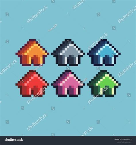 Pixel Art Sets House Icon Variation Stock Vector Royalty Free