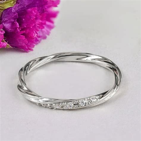 Wedding Band Women Unique Diamond Eternity Curved Wedding Etsy Star Wedding Band Unique