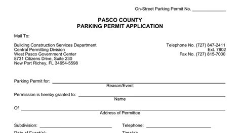 Pasco County Street Parking Permit Pdf Form Formspal