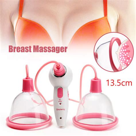 Electric Breast Enlargement Pump Chest Enhancing Massager Double Cup Uk