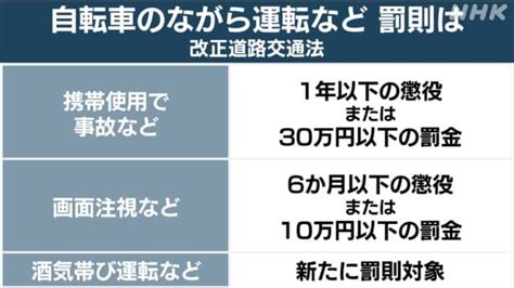 自転車ながら運転 酒気帯び運転など 罰金や懲役も 罰則の対象と内容 Nhk